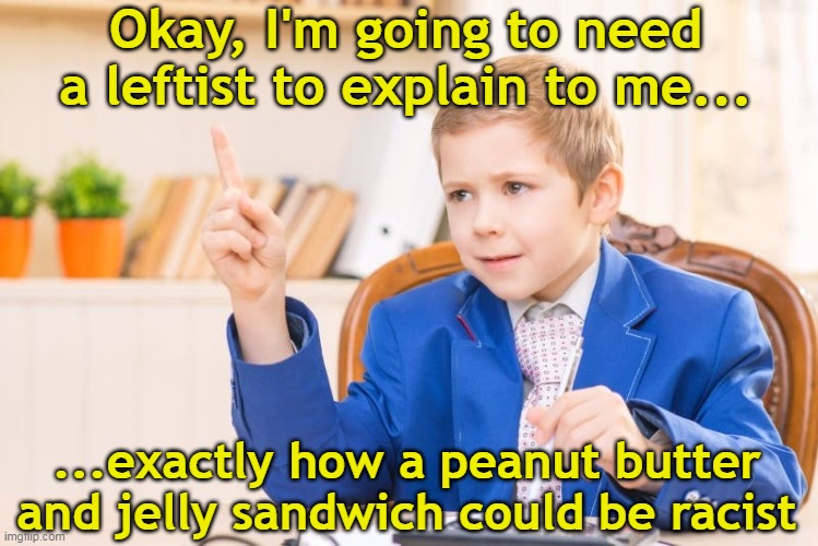 Okay, I'm going to need a leftist to explain to me... ...exactly how a peanut butter and jelly sandwich could be racist | made w/ Imgflip meme maker