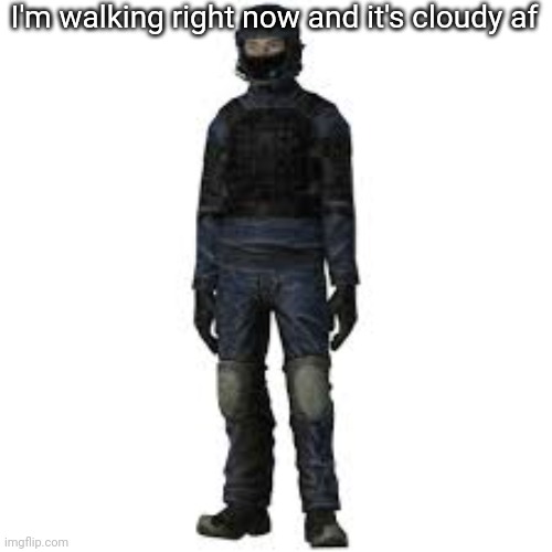 It's cold and windy too | I'm walking right now and it's cloudy af | image tagged in the he | made w/ Imgflip meme maker