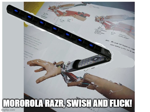 Motorola Razergirl | MOROROLA RAZR, SWISH AND FLICK! | image tagged in pc gaming,gaming,cyberpunk,mantis | made w/ Imgflip meme maker