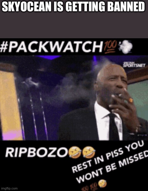 RIPBOZO | SKYOCEAN IS GETTING BANNED | image tagged in ripbozo,packwatch | made w/ Imgflip meme maker