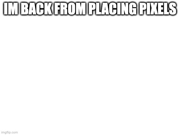 IM BACK FROM PLACING PIXELS | image tagged in return | made w/ Imgflip meme maker