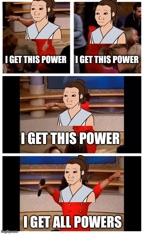 Rey at the end of star wars 7 | I GET THIS POWER; I GET THIS POWER; I GET THIS POWER; I GET ALL POWERS | image tagged in memes,oprah you get a car everybody gets a car,star wars,rey | made w/ Imgflip meme maker