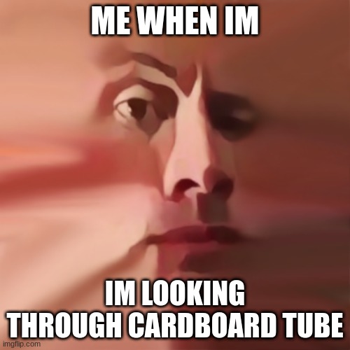 Tube | ME WHEN IM; IM LOOKING THROUGH CARDBOARD TUBE | image tagged in rock,dwayne johnson,tube,fortnite,roblox,meme | made w/ Imgflip meme maker