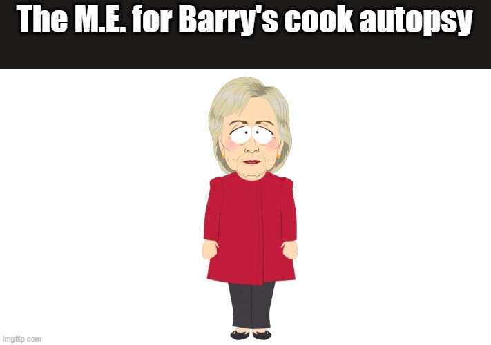 She looks famalier.. | The M.E. for Barry's cook autopsy | image tagged in democrats,psychopaths and serial killers | made w/ Imgflip meme maker