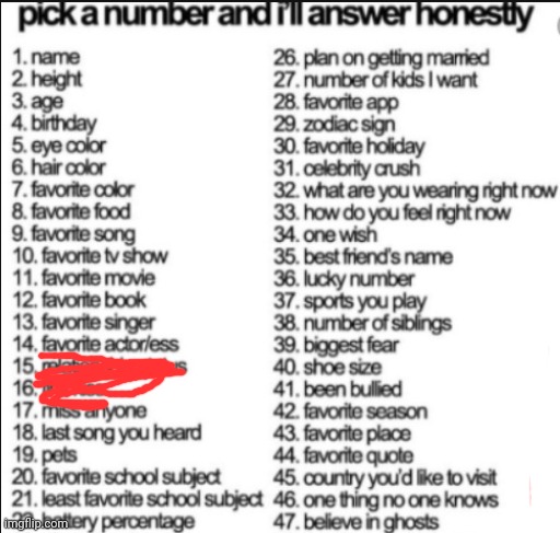 I'm bored, so I found this | image tagged in pick a number and i'll answer honestly,challenge | made w/ Imgflip meme maker