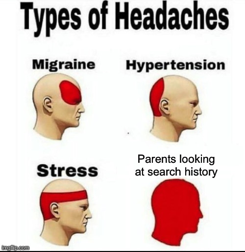 At this point they only check google | Parents looking at search history | image tagged in types of headaches meme,funny | made w/ Imgflip meme maker