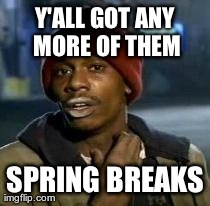Y'all Got Any More Of That Meme | Y'ALL GOT ANY MORE OF THEM SPRING BREAKS | image tagged in dave chappelle,AdviceAnimals | made w/ Imgflip meme maker