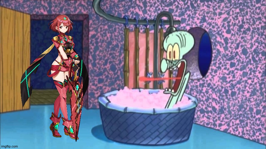 Pyra drops by Squidward's house | image tagged in who dropped by squidward's house | made w/ Imgflip meme maker