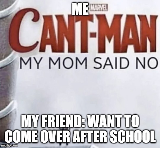 Read the bottom line first | ME; MY FRIEND: WANT TO COME OVER AFTER SCHOOL | image tagged in cant man | made w/ Imgflip meme maker