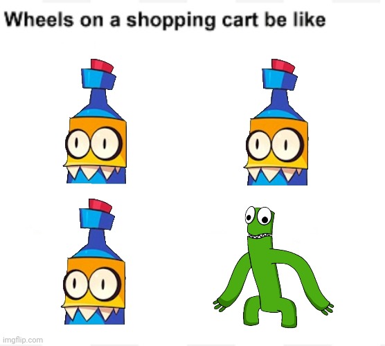 Off Brand Uksus Bottle | image tagged in wheels on a shopping cart be like,uksus,my singing monsters youtubers,green rainbow friends,rainbow friends | made w/ Imgflip meme maker