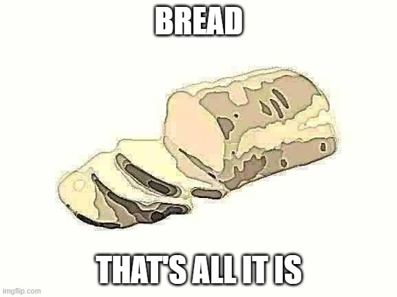 bread | BREAD; THAT'S ALL IT IS | image tagged in bread | made w/ Imgflip meme maker