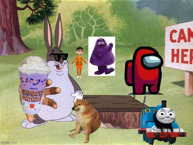 Run from Grimace everyone | image tagged in big chungus | made w/ Imgflip meme maker