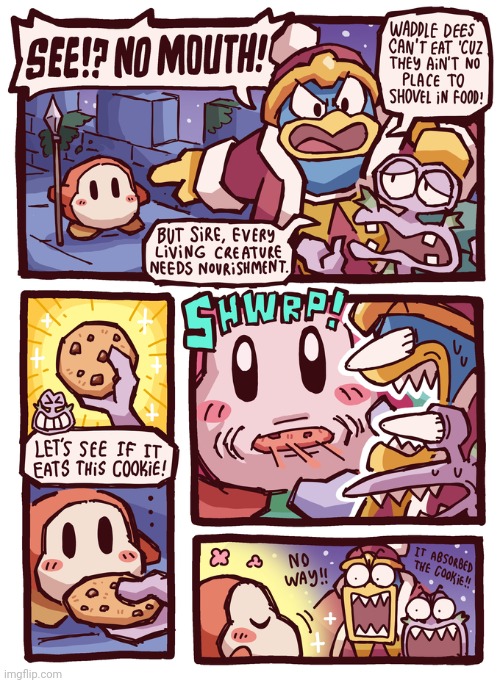 Waddle Dee | image tagged in waddle dee,cookies,cookie,comics,comics/cartoons,absorbed | made w/ Imgflip meme maker