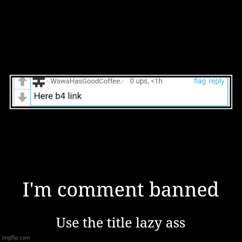 I'm comment banned | Use the title lazy ass | image tagged in funny,demotivationals | made w/ Imgflip demotivational maker