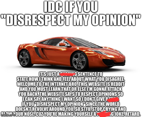Idc if you disrespect my opinion | image tagged in idc if you disrespect my opinion | made w/ Imgflip meme maker