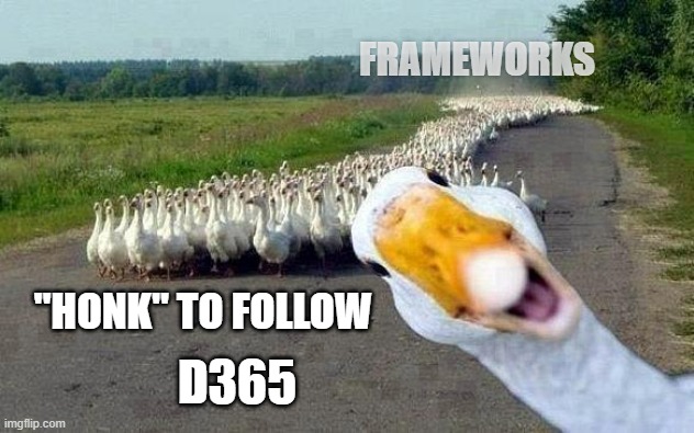 D365 "HONK" | FRAMEWORKS; D365; "HONK" TO FOLLOW | image tagged in goose | made w/ Imgflip meme maker