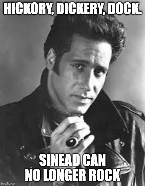 Andrew Dice Clay | HICKORY, DICKERY, DOCK. SINEAD CAN NO LONGER ROCK | image tagged in andrew dice clay | made w/ Imgflip meme maker