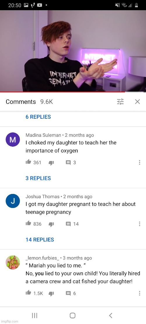 #2,895 | image tagged in comments,cursed,youtube,oxygen,daughter,pregnancy | made w/ Imgflip meme maker