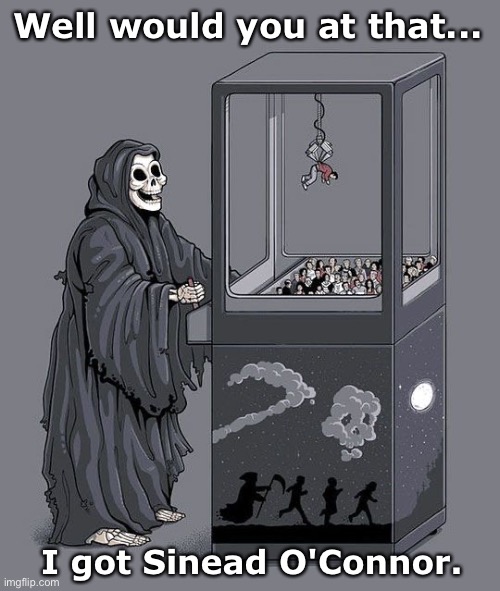 Grim Reaper Claw Machine | Well would you at that... I got Sinead O'Connor. | image tagged in grim reaper claw machine | made w/ Imgflip meme maker
