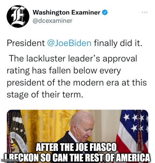Biden polls | AFTER THE JOE FIASCO 
I RECKON SO CAN THE REST OF AMERICA | image tagged in biden polls | made w/ Imgflip meme maker