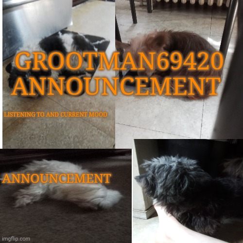 Grootman69420 announcement template 2023 july Blank Meme Template