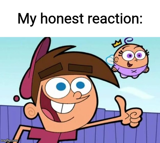 Timmy thumbs up | My honest reaction: | image tagged in timmy thumbs up | made w/ Imgflip meme maker