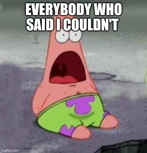 Suprised Patrick | EVERYBODY WHO SAID I COULDN'T | image tagged in suprised patrick | made w/ Imgflip meme maker