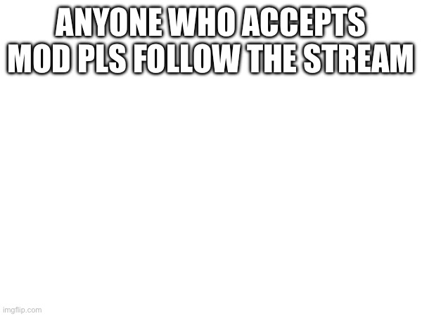 ANYONE WHO ACCEPTS MOD PLS FOLLOW THE STREAM | made w/ Imgflip meme maker
