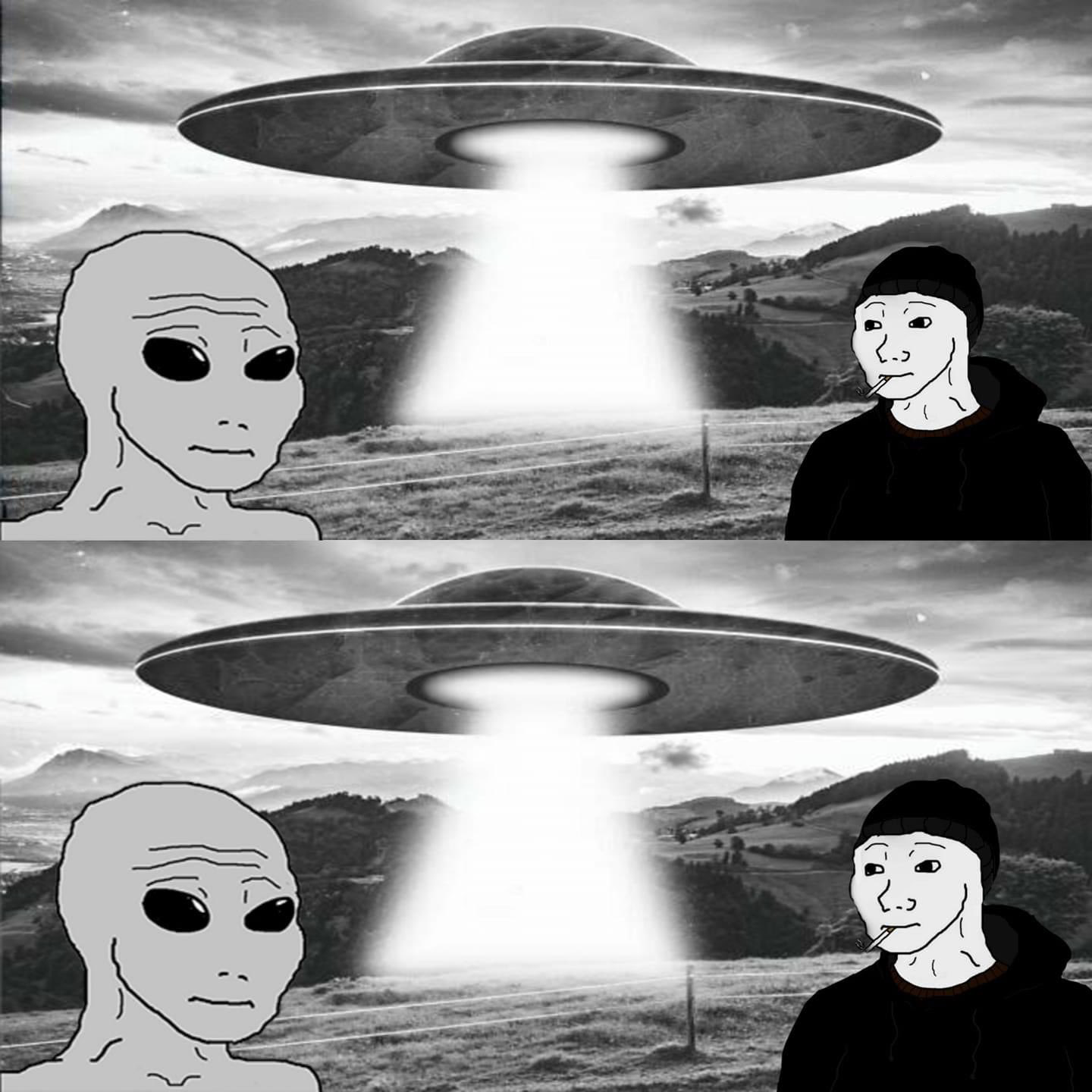 Alien meets wojaj Blank Meme Template