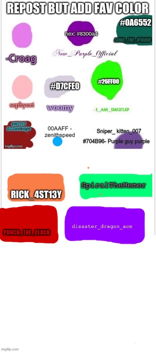 Repost but add ur fav colour | PUNCH_THE_CLOCK | image tagged in repost,reposts | made w/ Imgflip meme maker