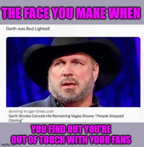 Going woke is never good... | THE FACE YOU MAKE WHEN; YOU FIND OUT YOU'RE OUT OF TOUCH WITH YOUR FANS | image tagged in woke,broke,stupid people | made w/ Imgflip meme maker