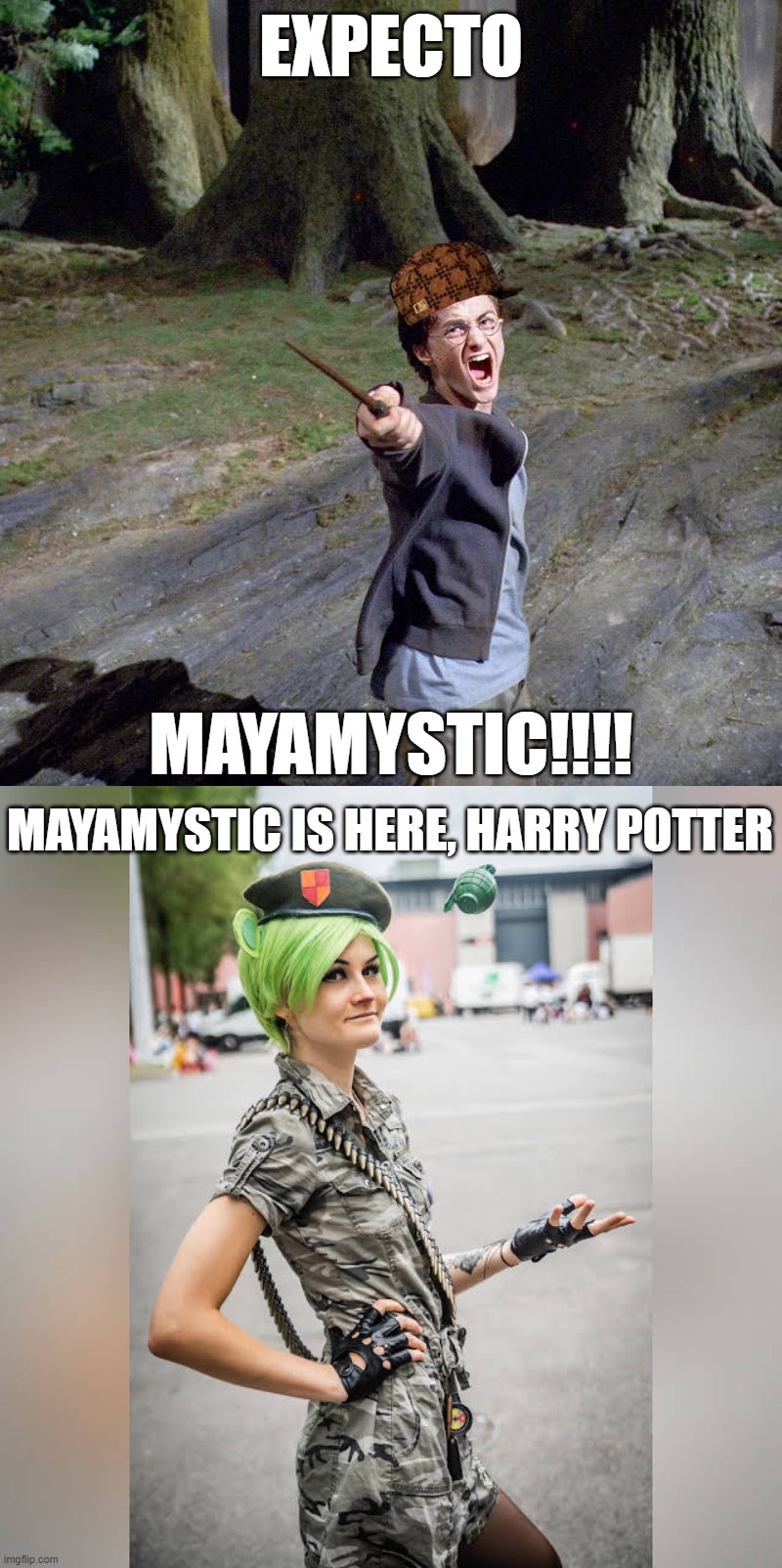 Harry X Mayamystic: Expecto Patronum but Mayamystic | EXPECTO; MAYAMYSTIC!!!! MAYAMYSTIC IS HERE, HARRY POTTER | image tagged in expecto patronum | made w/ Imgflip meme maker
