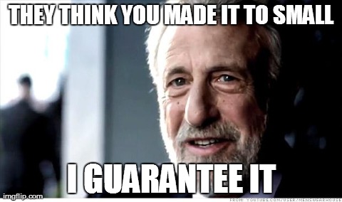 I Guarantee It | THEY THINK YOU MADE IT TO SMALL I GUARANTEE IT | image tagged in memes,i guarantee it,AdviceAnimals | made w/ Imgflip meme maker