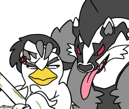 "Sirfetch'd and Obstagoon" | image tagged in pokemon,galar,friends,art | made w/ Imgflip meme maker