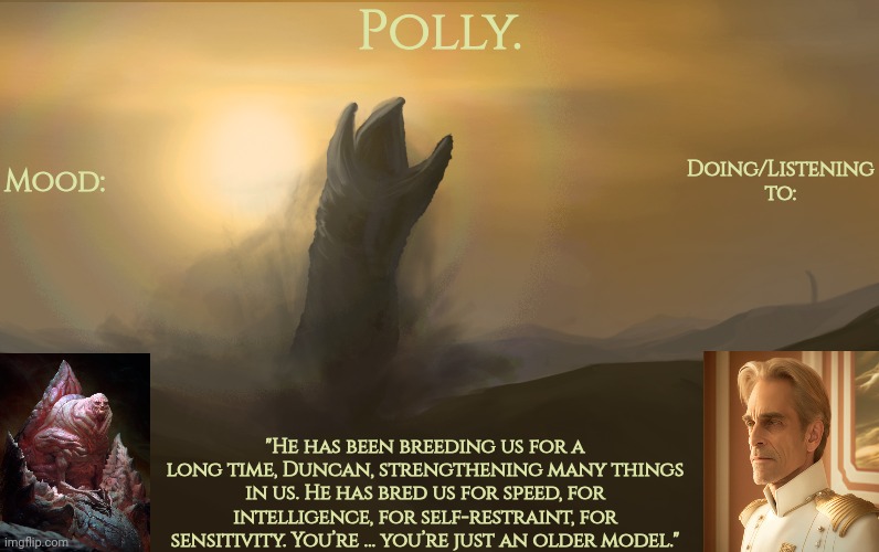 High Quality Pollys God Emperor of Dune temp Blank Meme Template