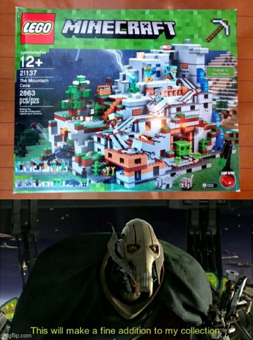 Minecraft LEGO | image tagged in this will make a fine addition to my collection,minecraft,lego,legos,memes,mountain cave | made w/ Imgflip meme maker