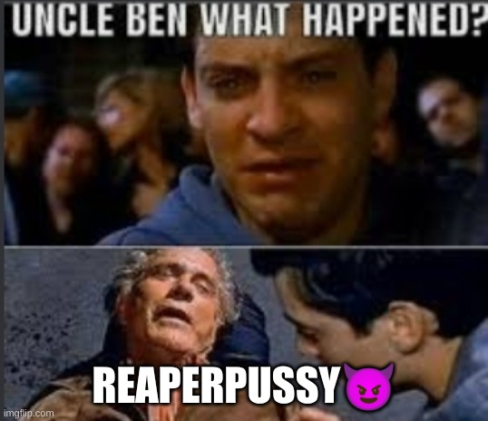 Uncle ben what happened | REAPERPUSSY? | image tagged in uncle ben what happened | made w/ Imgflip meme maker