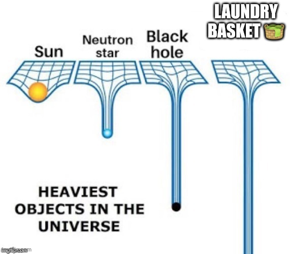 Heavy | LAUNDRY BASKET 🧺 | image tagged in heaviest objects in the universe | made w/ Imgflip meme maker
