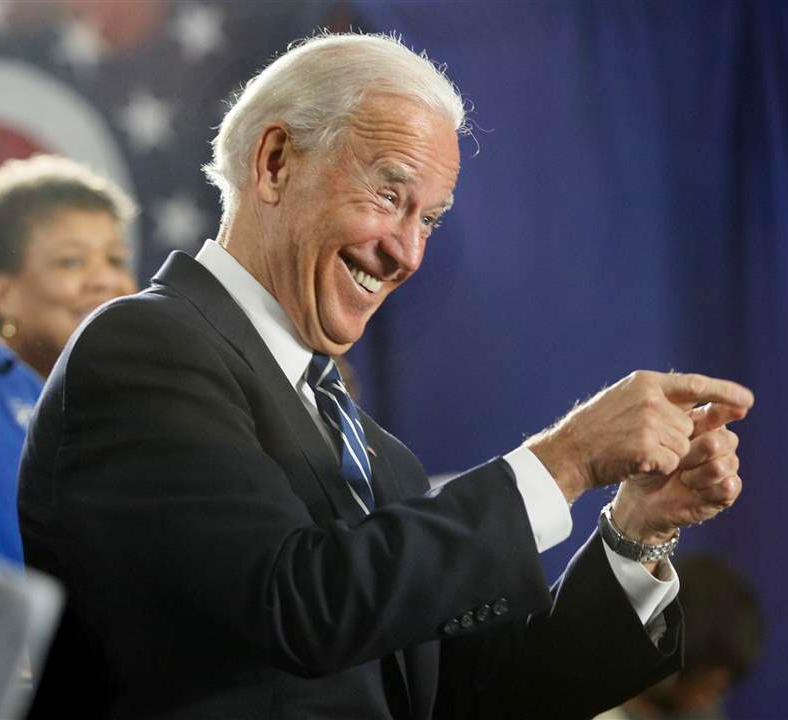 Biden laughing and pointing Blank Meme Template