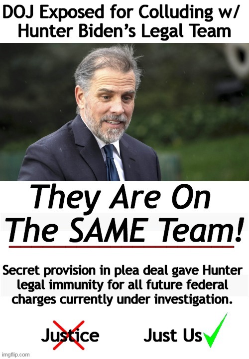 Hey, Liberals: Can't You See What They Are Doing OR Do You Just Not Care?? | image tagged in politics,hunter biden,plea deal,doj,collusion,justice | made w/ Imgflip meme maker