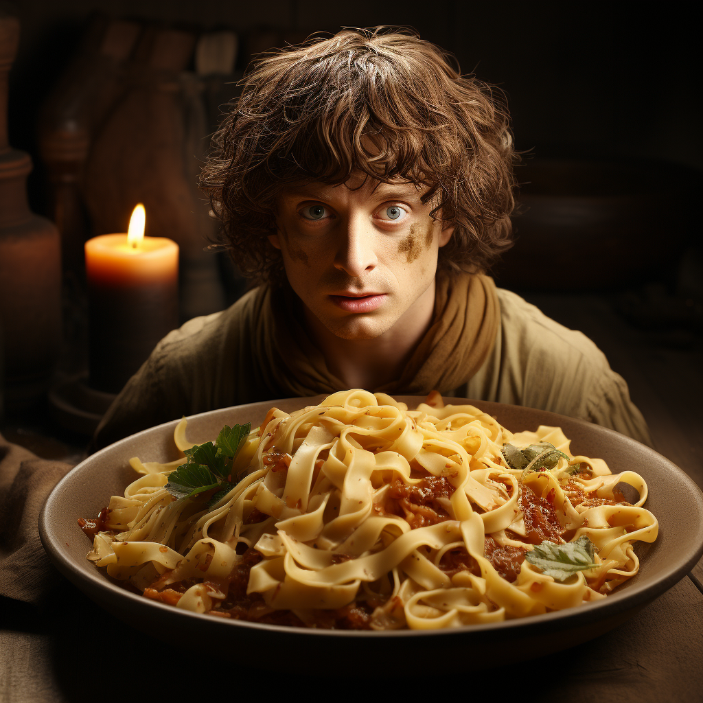 Frodo Eating Pasta Blank Meme Template