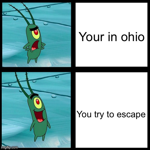 Plankton Mad+Happy | Your in ohio; You try to escape | image tagged in plankton mad happy | made w/ Imgflip meme maker