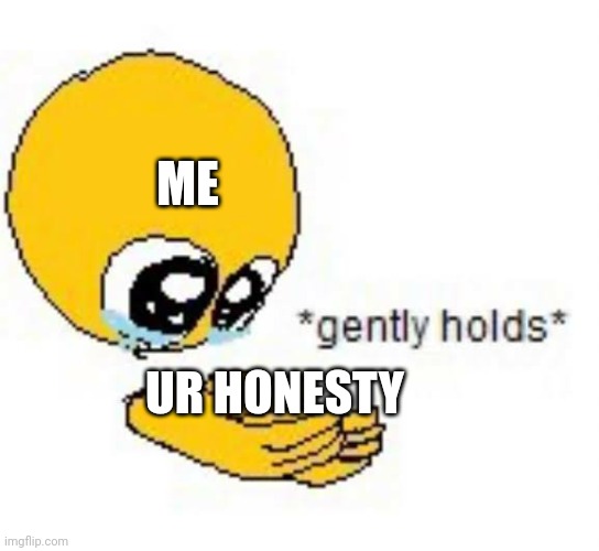 Gently holds emoji | ME; UR HONESTY | image tagged in gently holds emoji | made w/ Imgflip meme maker