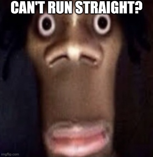 Quandale dingle | CAN'T RUN STRAIGHT? | image tagged in quandale dingle | made w/ Imgflip meme maker