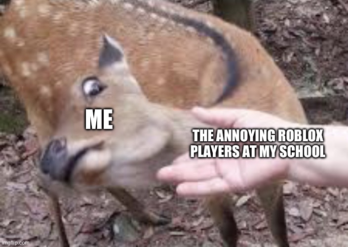 Me every single time | THE ANNOYING ROBLOX PLAYERS AT MY SCHOOL; ME | image tagged in nope deer,school,roblox | made w/ Imgflip meme maker