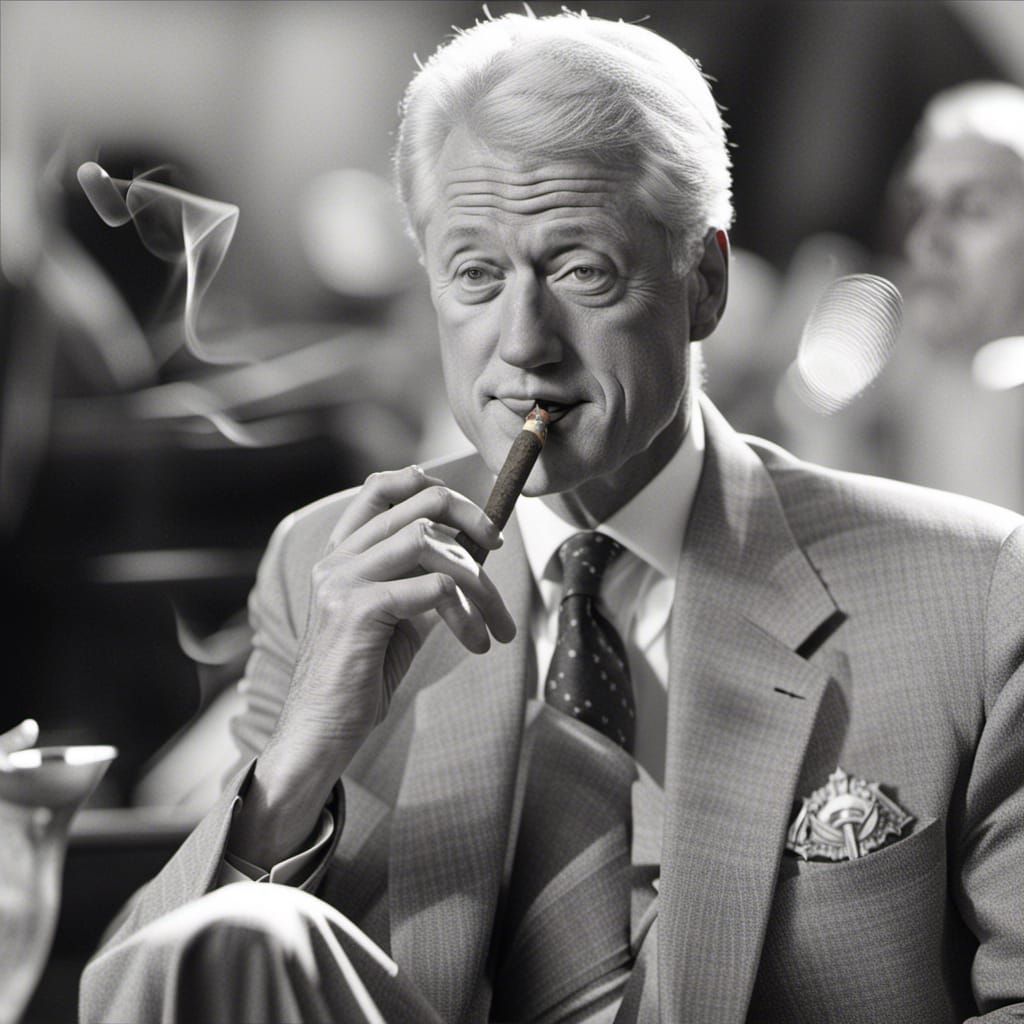 Bill Clinton with cigar Blank Meme Template