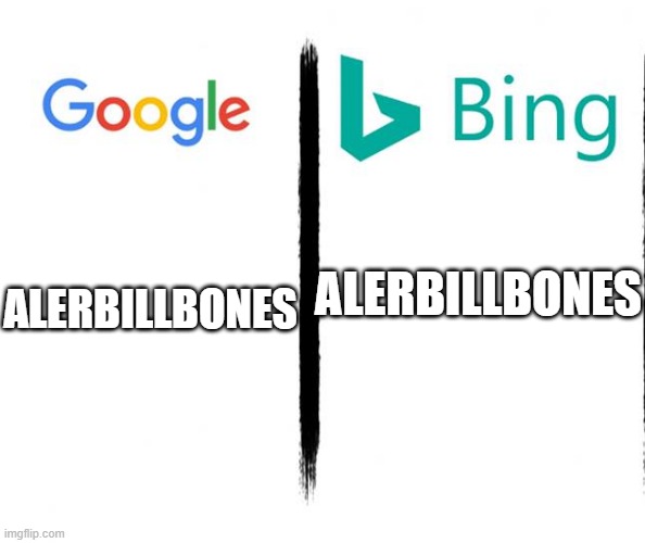there is nothing u can do | ALERBILLBONES; ALERBILLBONES | image tagged in google v bing | made w/ Imgflip meme maker