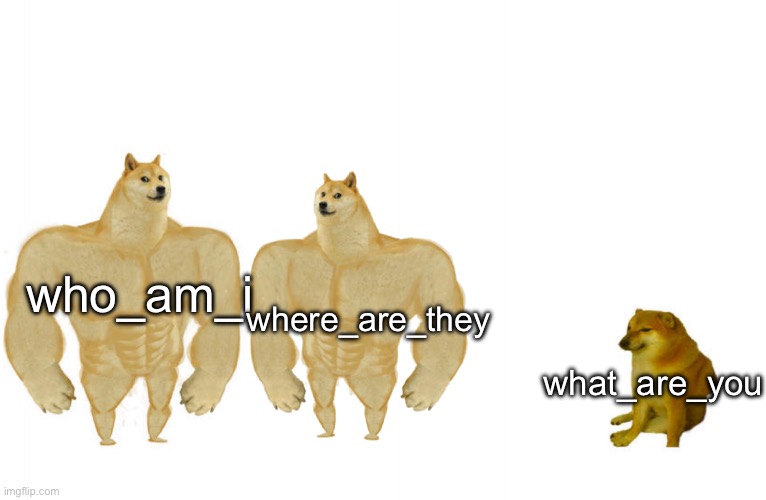q | where_are_they; who_am_i; what_are_you | made w/ Imgflip meme maker