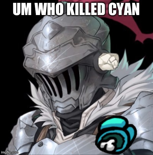 Goblin Slayer | UM WHO KILLED CYAN | image tagged in goblin slayer | made w/ Imgflip meme maker