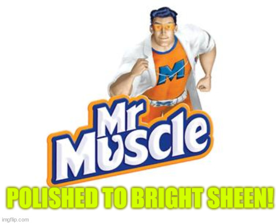 Mr. Muscle | POLISHED TO BRIGHT SHEEN! | image tagged in mr muscle | made w/ Imgflip meme maker